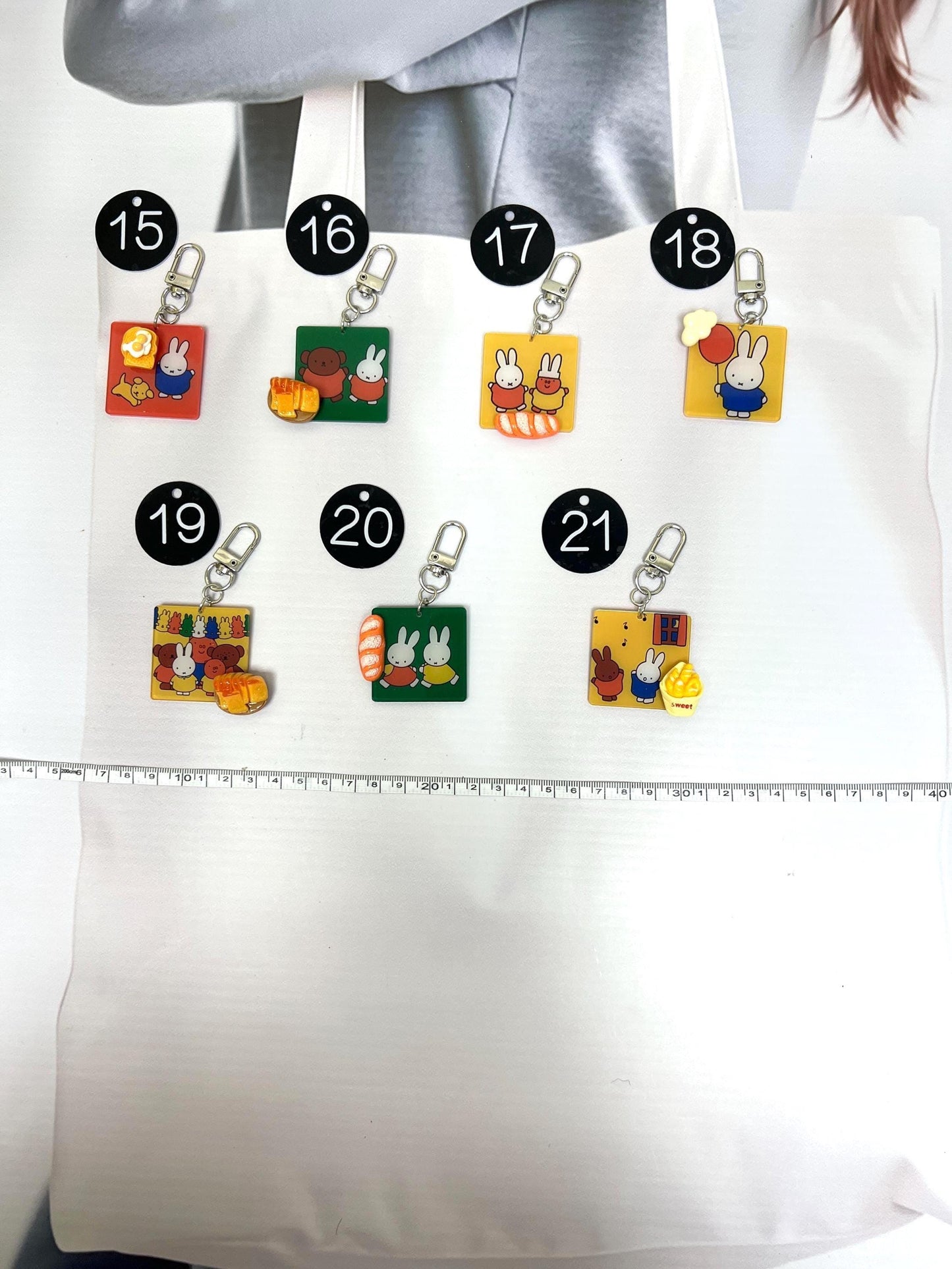 Miffy Keychain Decorated with Resin Charms | Miffy Acrylic Keyring Bag Accessory Keychain Gift