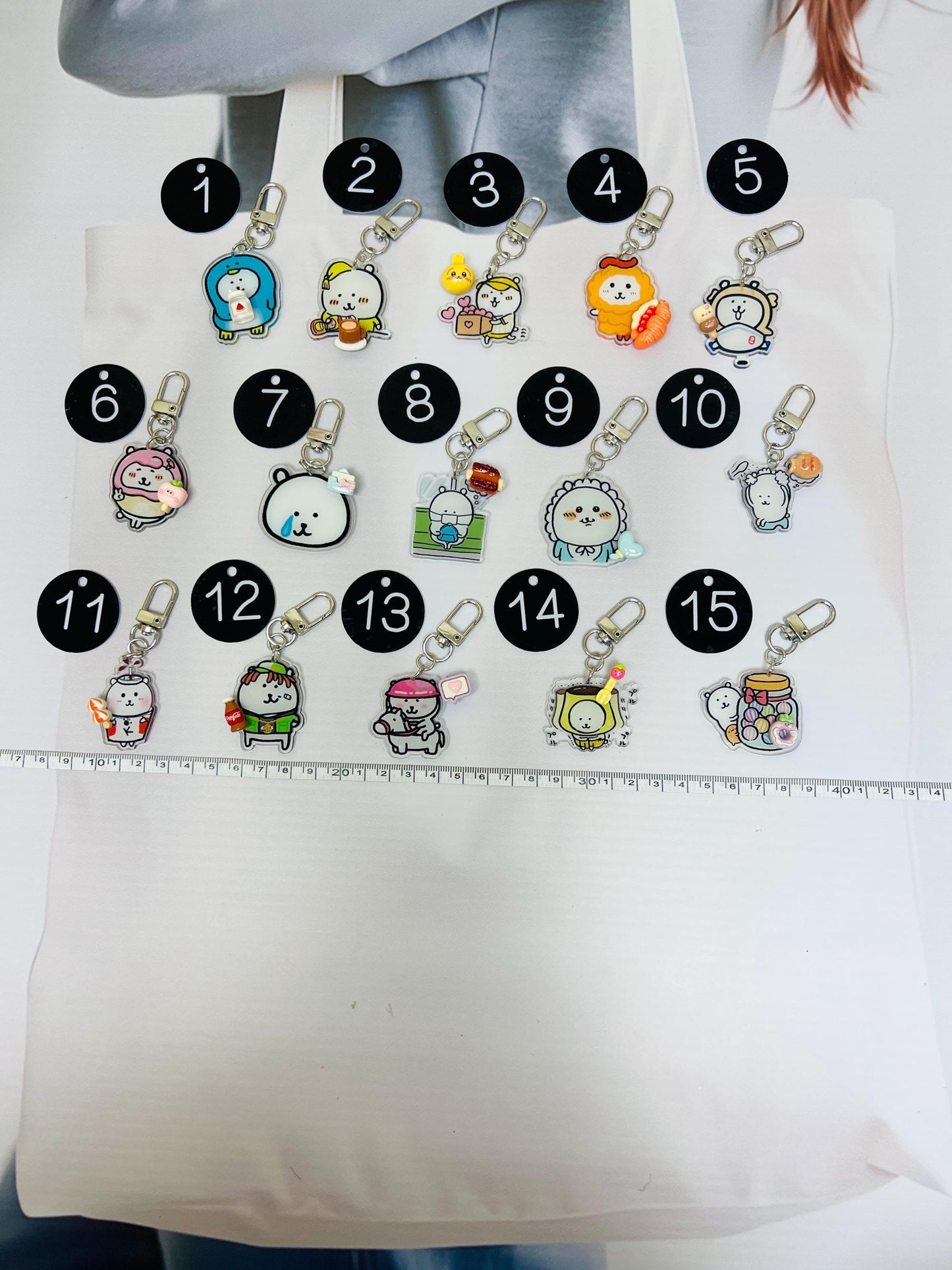 Chiikawa Nagano Keychain Decorated with Resin Charms | Kawaii Charm Bag Charm Handmade Accessory Acrylic Keychain Gift