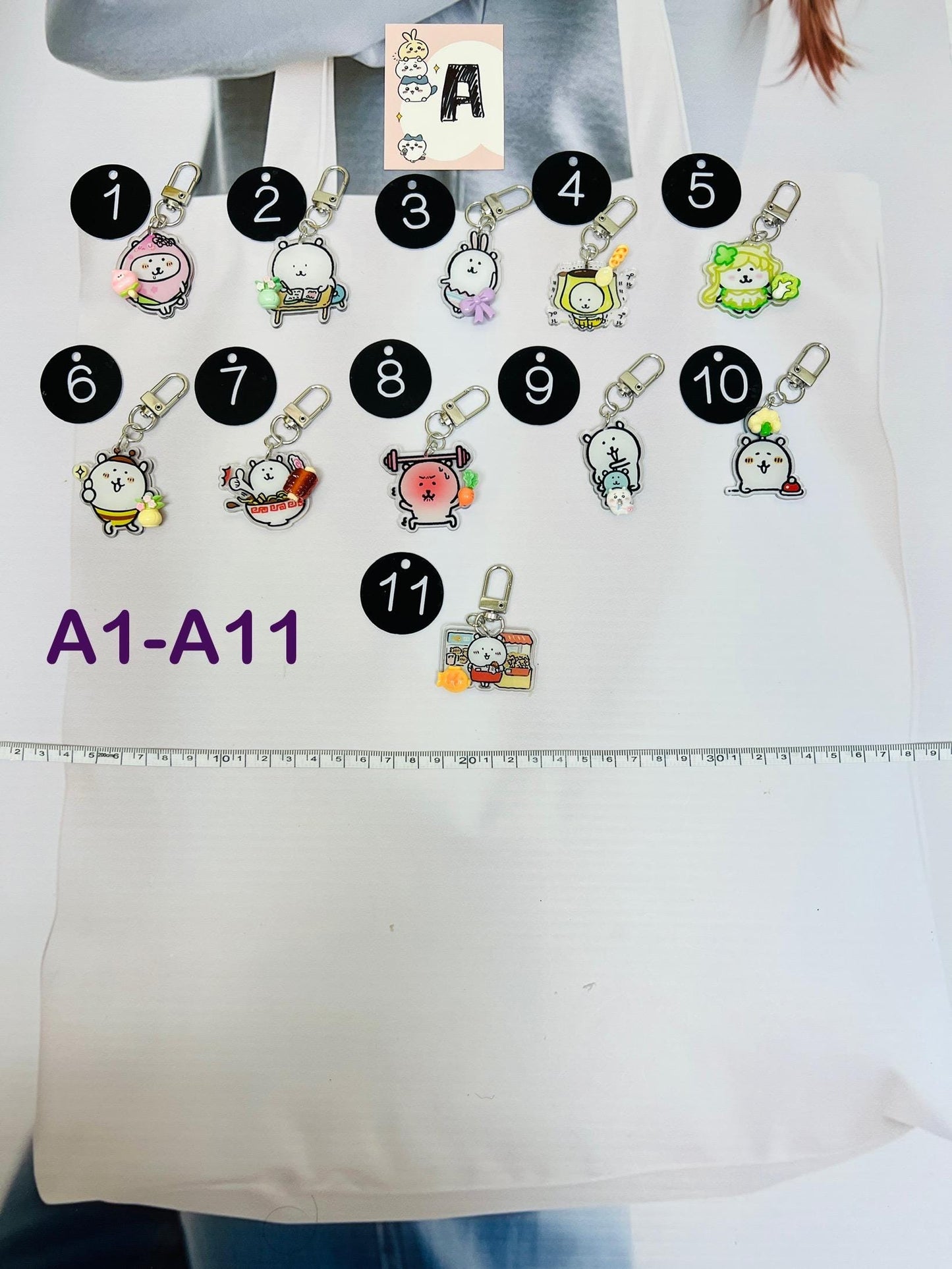 Chiikawa Nagano Keychain Decorated with Resin Charms | Kawaii Charm Bag Charm Handmade Accessory Acrylic Keychain Gift