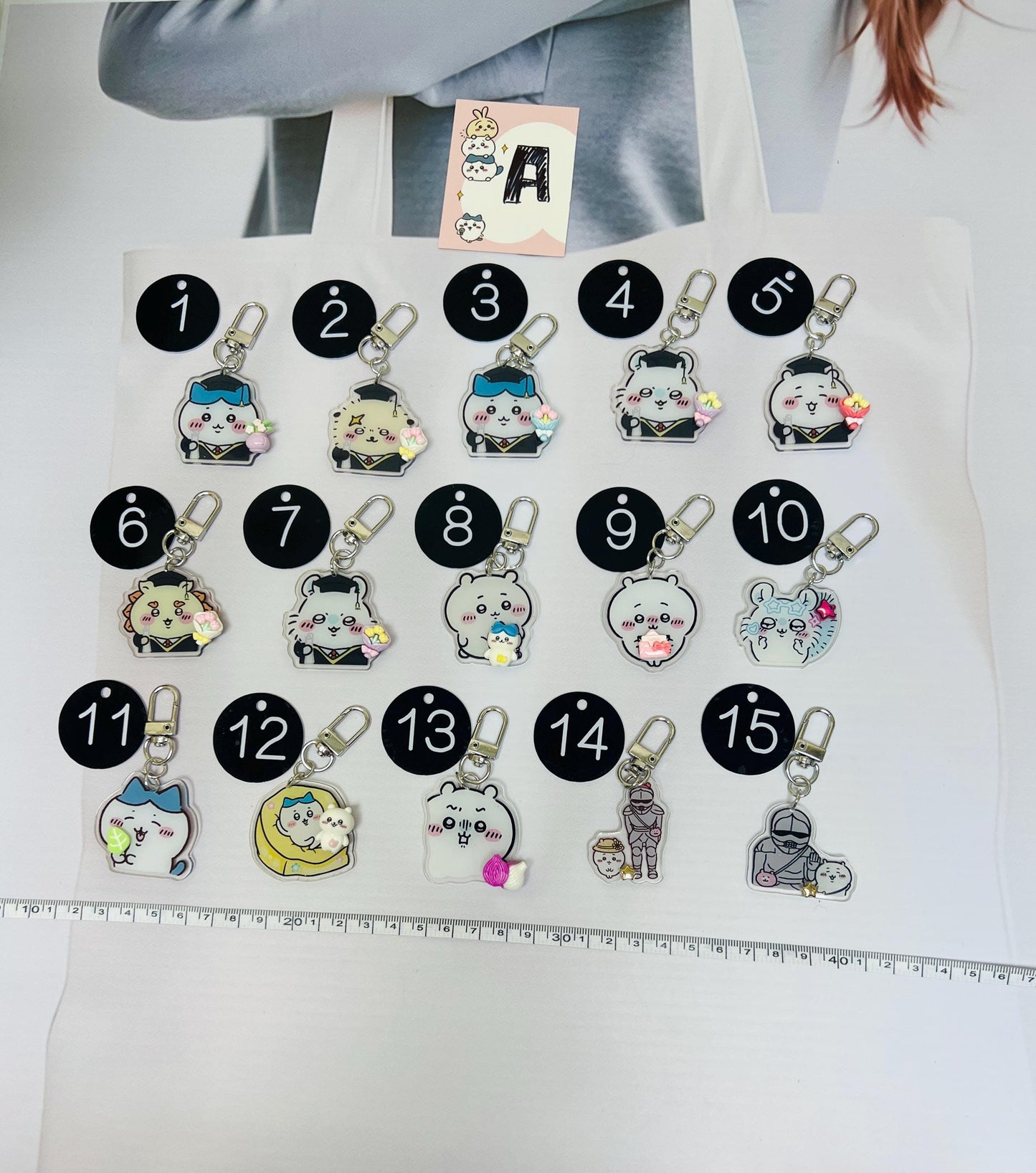 Chiikawa Keychain Decorated with Resin Charms | Kawaii Charm Bag Charm Handmade Accessory Acrylic Keychain Gift