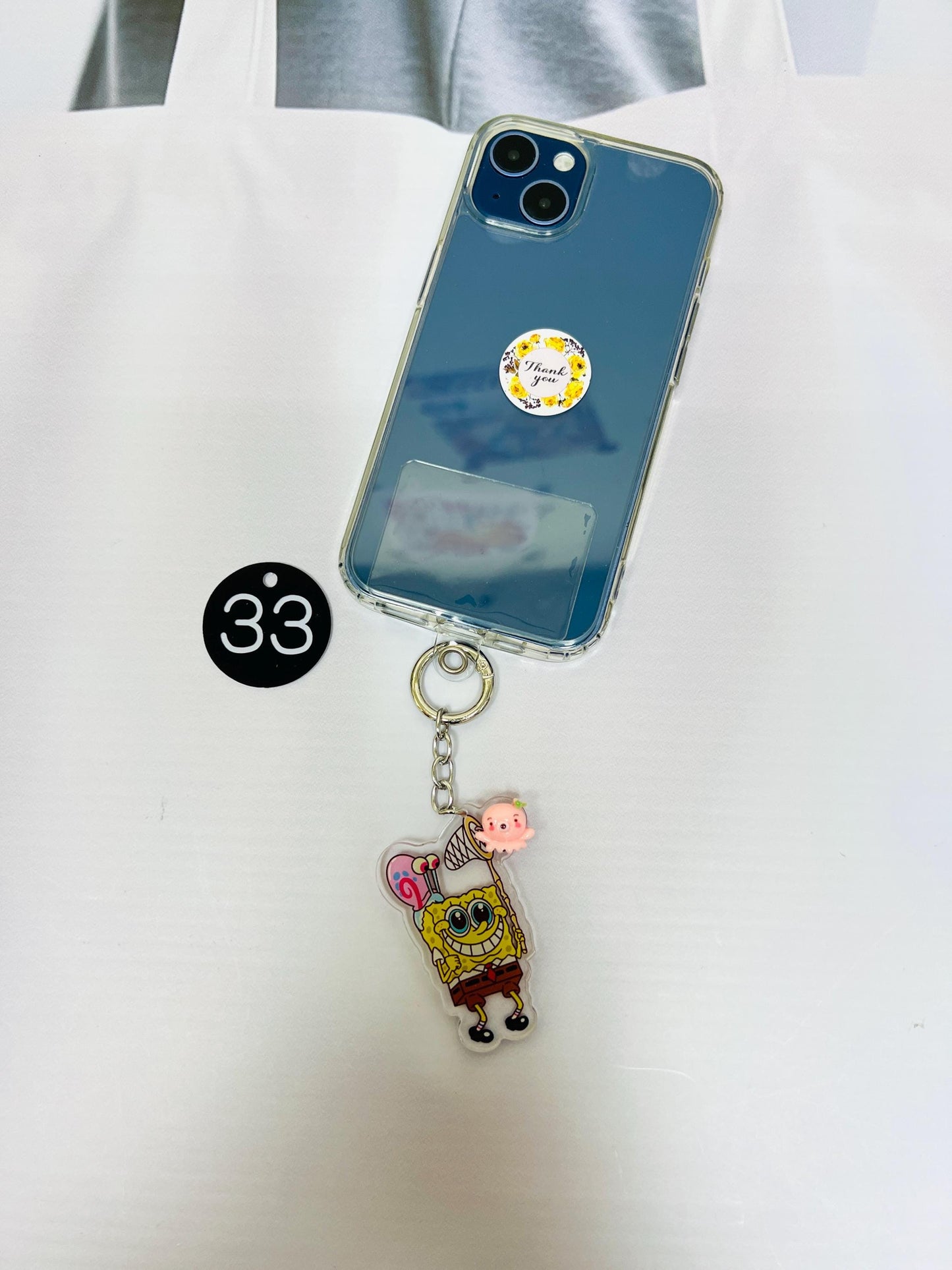 SpongeBob Keychain Decorated with Resin Charms | Kawaii Charm Bag Charm Handmade Accessory Acrylic Keychain Gift