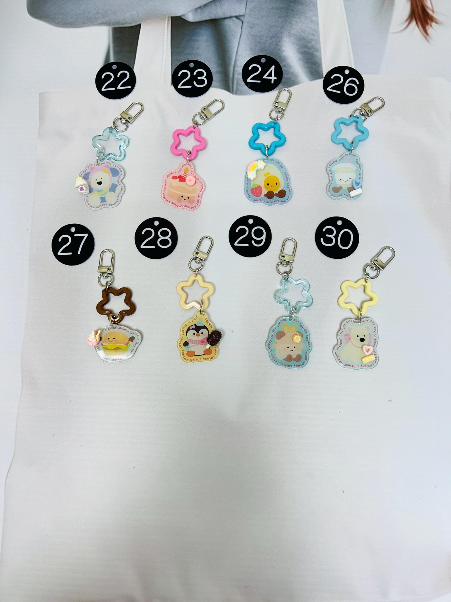 JC Keychain Decorated with Resin Charms | Kawaii Charm Bag Charm Handmade Accessory Acrylic Keychain Small Gift
