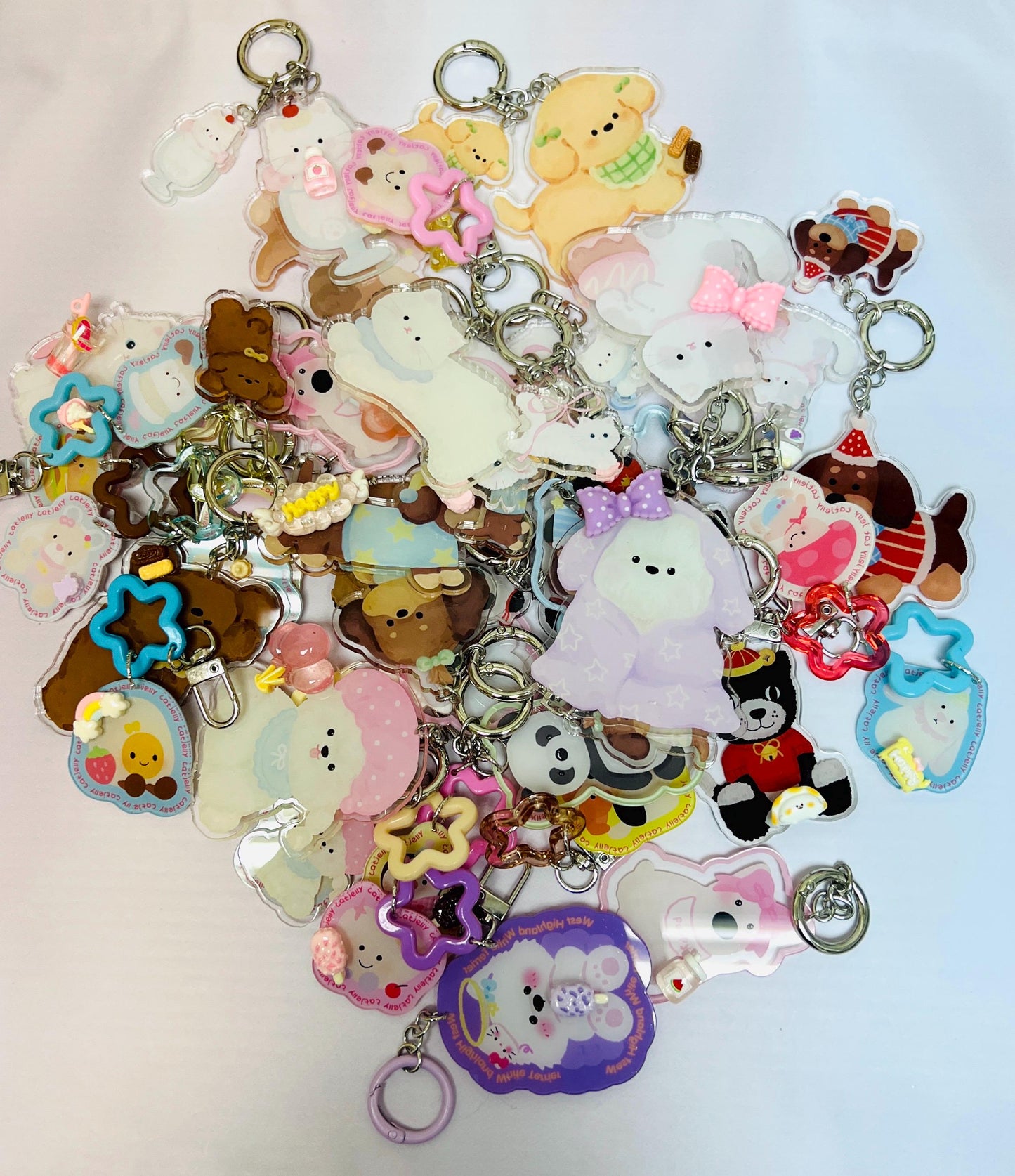 JC Keychain Decorated with Resin Charms | Kawaii Charm Bag Charm Handmade Accessory Acrylic Keychain Small Gift