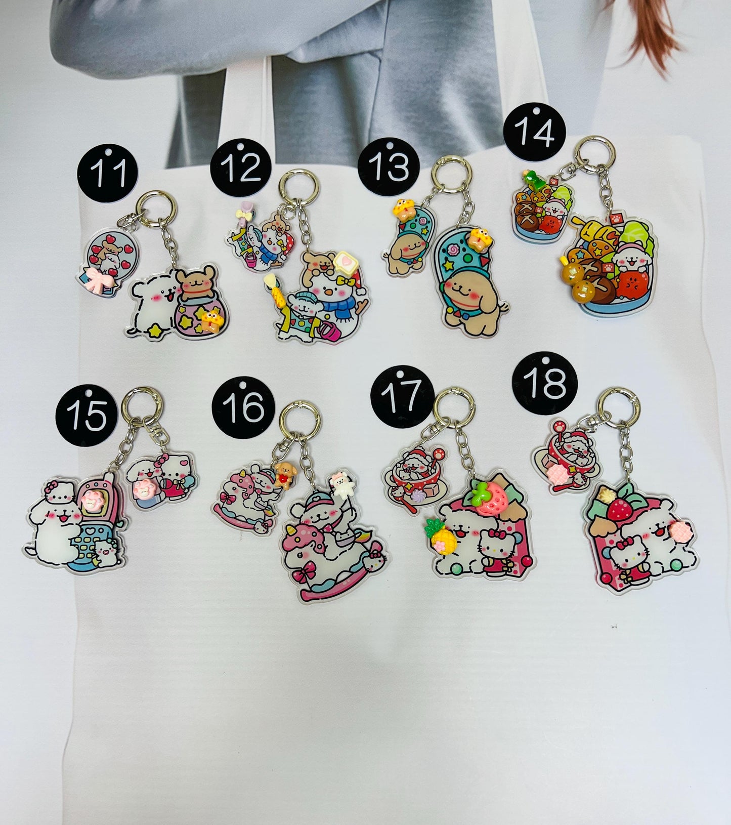 Maltese Puppy Keychain Decorated with Resin Charms | Kawaii Charm Bag Charm Handmade Accessory Acrylic Keychain Gift