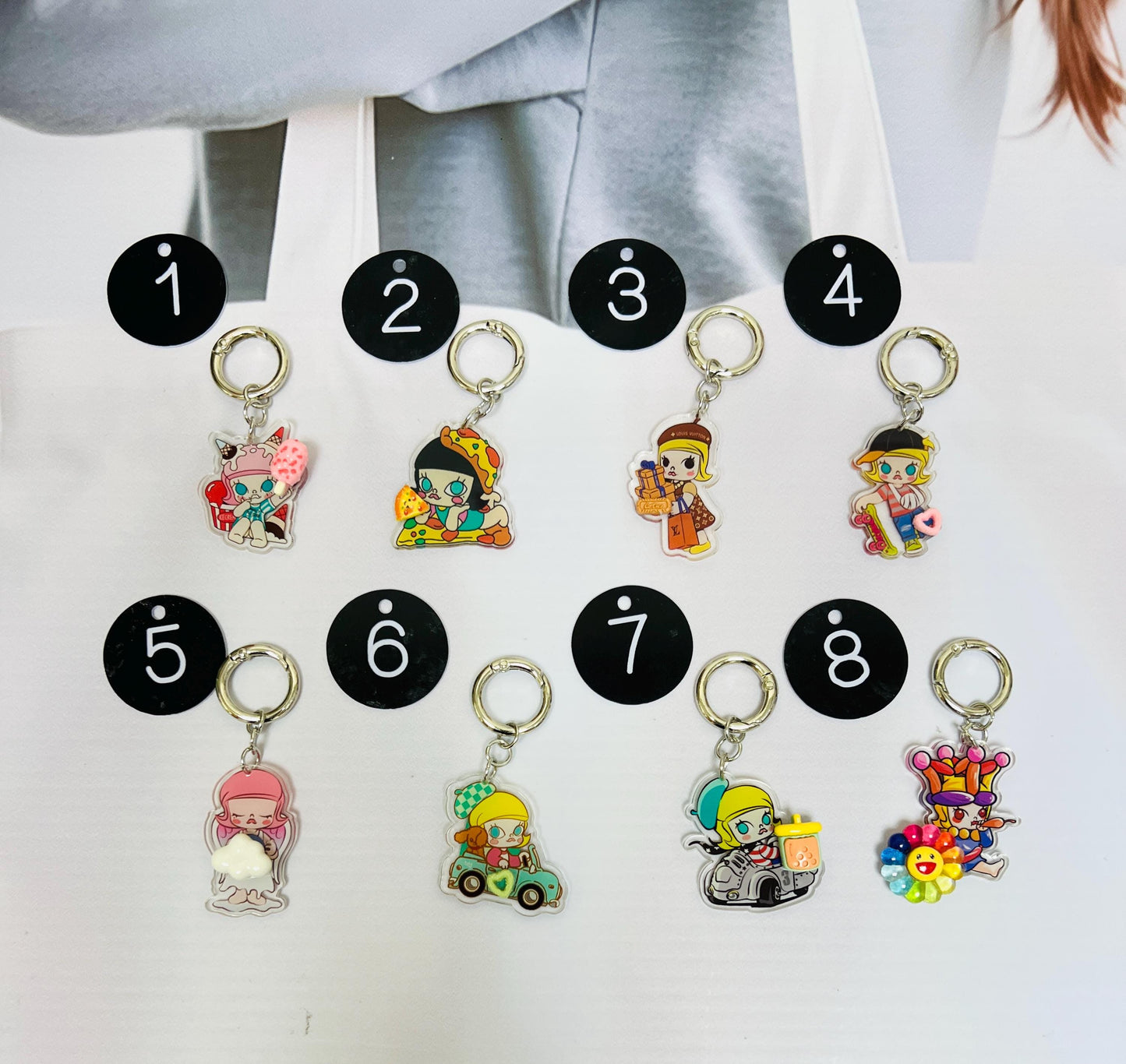 Molly Keychain Decorated with Resin Charms | Bag Charm Phone Accessory Handmade Acrylic Keychain Gift