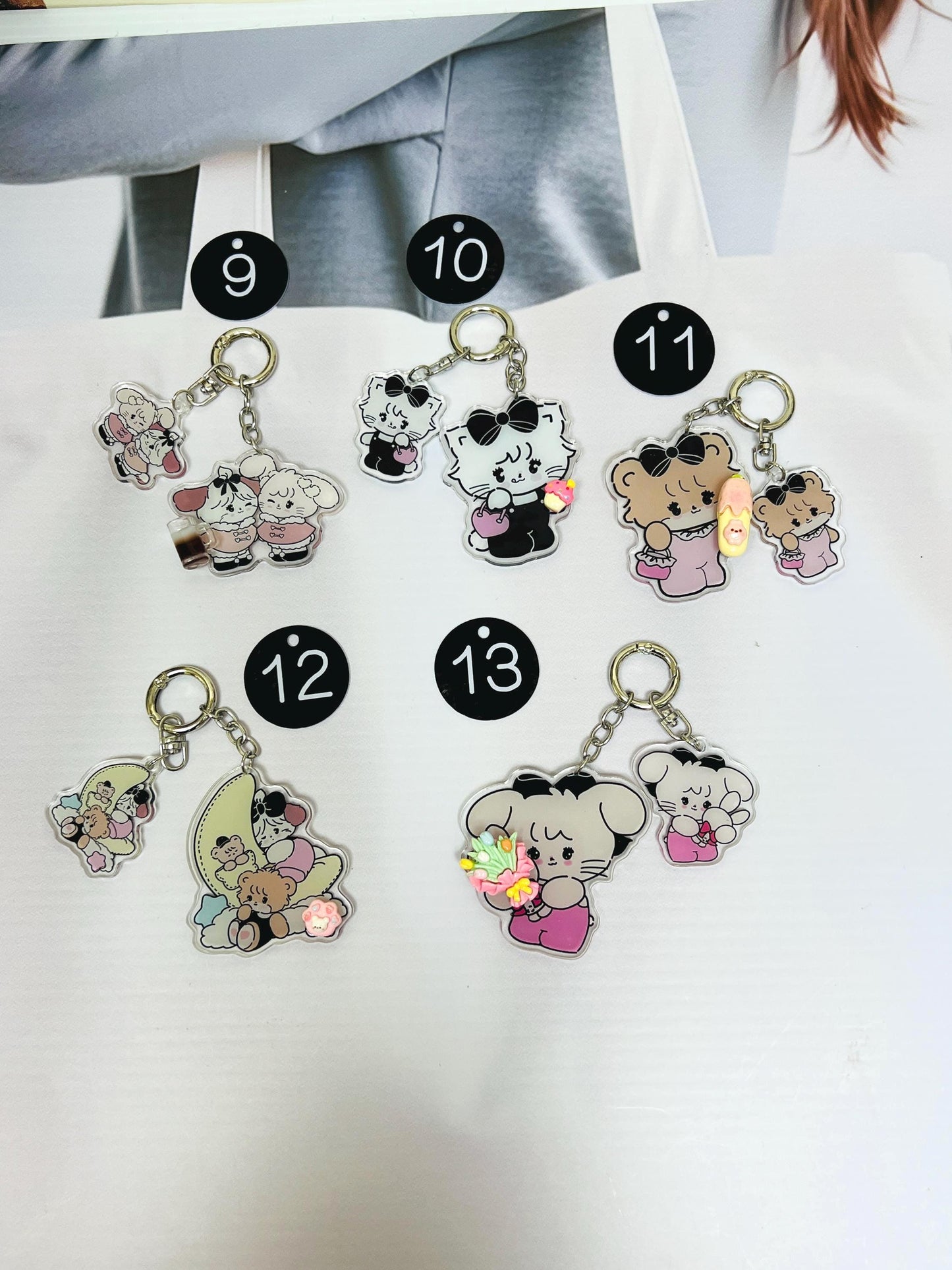 Mikko Keychain Decorated with Resin Charms | Kawaii Charm Bag Charm Handmade Accessory Acrylic Keychain Gift