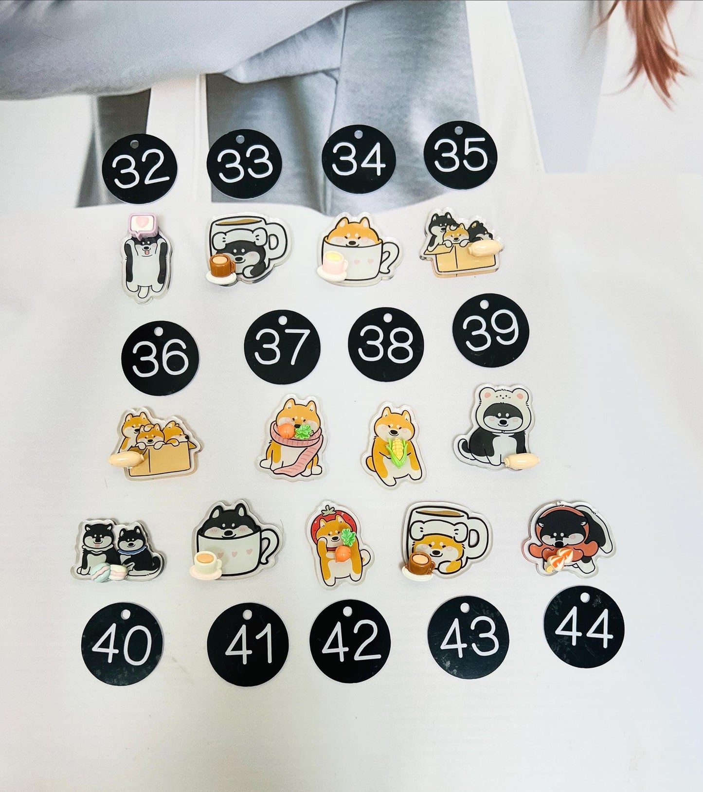 Shiba Keychain Decorated with Resin Charms | Kawaii Puppy Charm Bag Charm Handmade Accessory Acrylic Keychain Gift