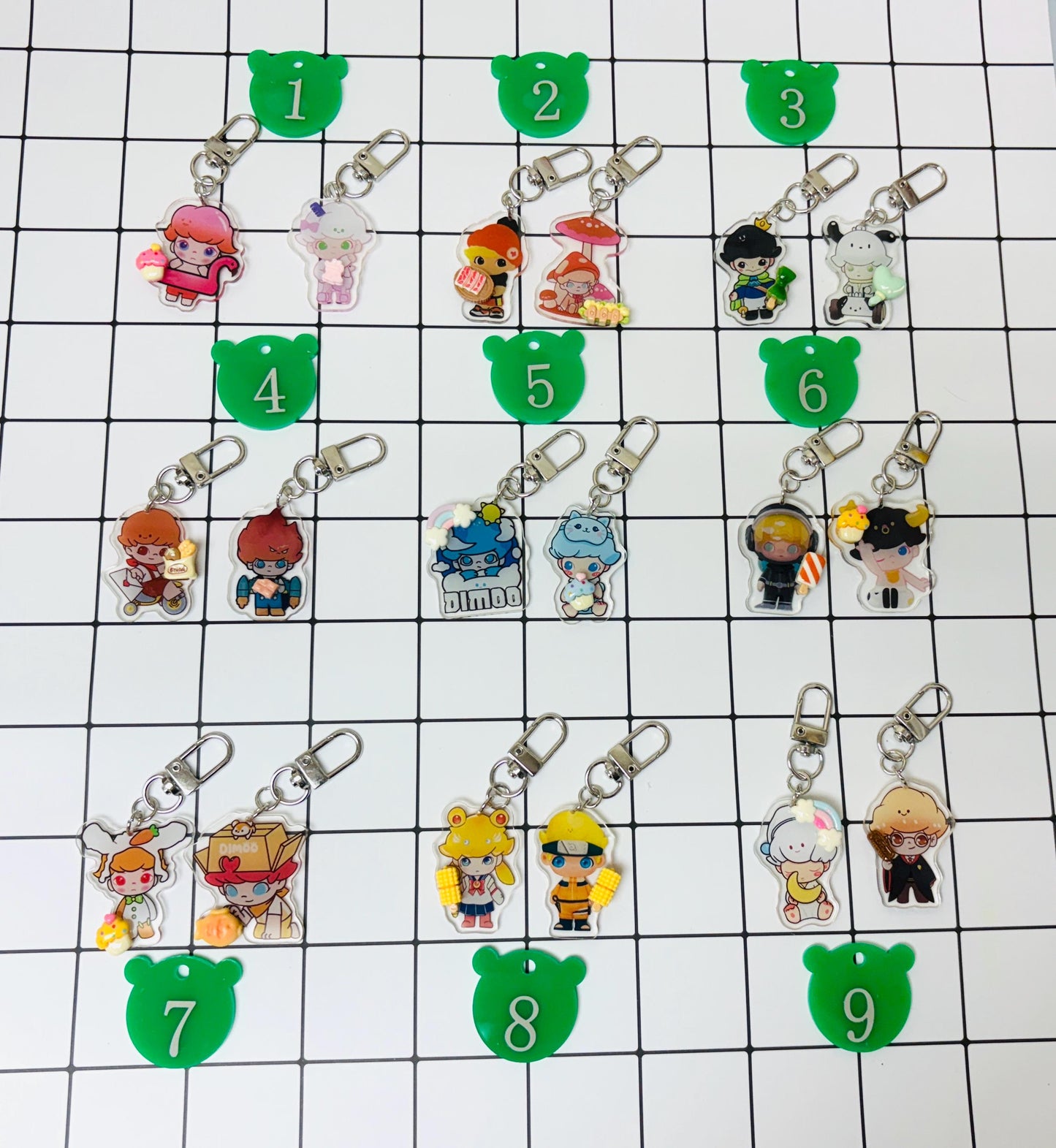 Dimoo, Zsiga Keychain Decorated with Resin Charms | Bag Charm Phone Accessory Handmade Acrylic Keychain Gift