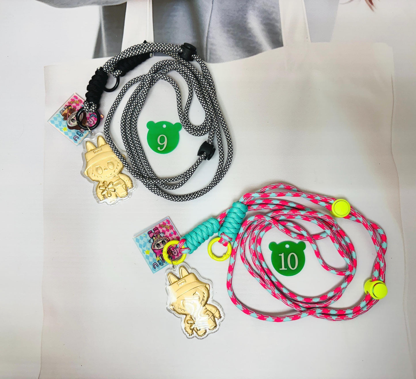 Labubu Golden Charm with Long Phone Strap | Labubu Bag Charm Keychain Accessory