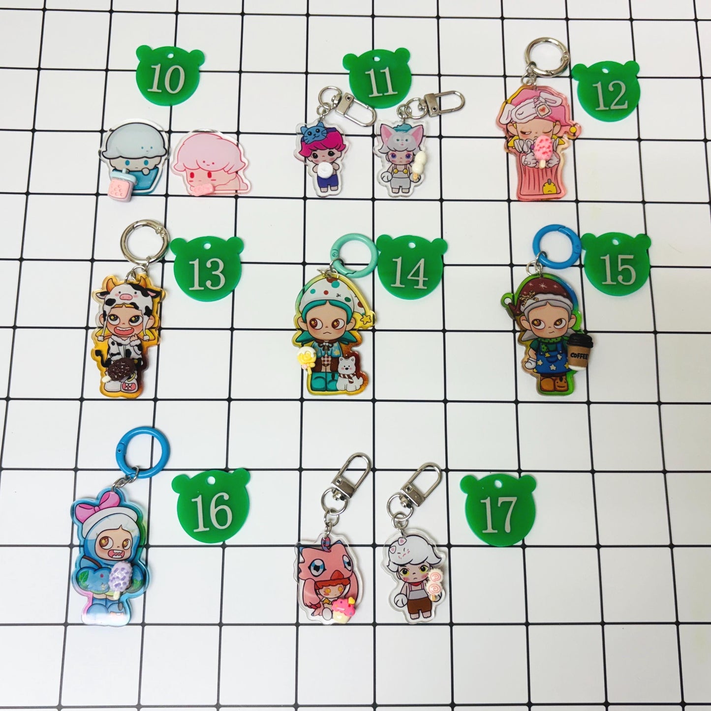 Dimoo, Zsiga Keychain Decorated with Resin Charms | Bag Charm Phone Accessory Handmade Acrylic Keychain Gift