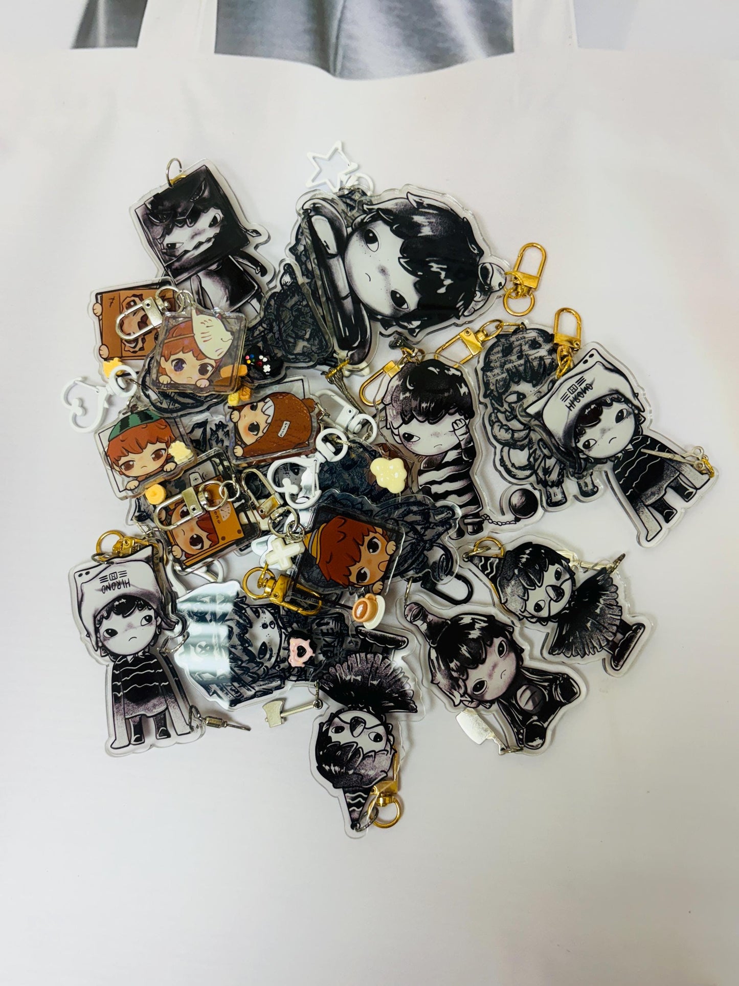 Hirono Keychain with Wristlet Strap or Long Strap | Hirono Bag Charm Hirono Handmade Keyring Hirono Accessories Hirono Keychain Gift