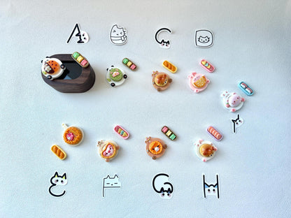 Food Themed Personalized Engraving Walnut Wood Ring Box Decorated with Cute Food Charms