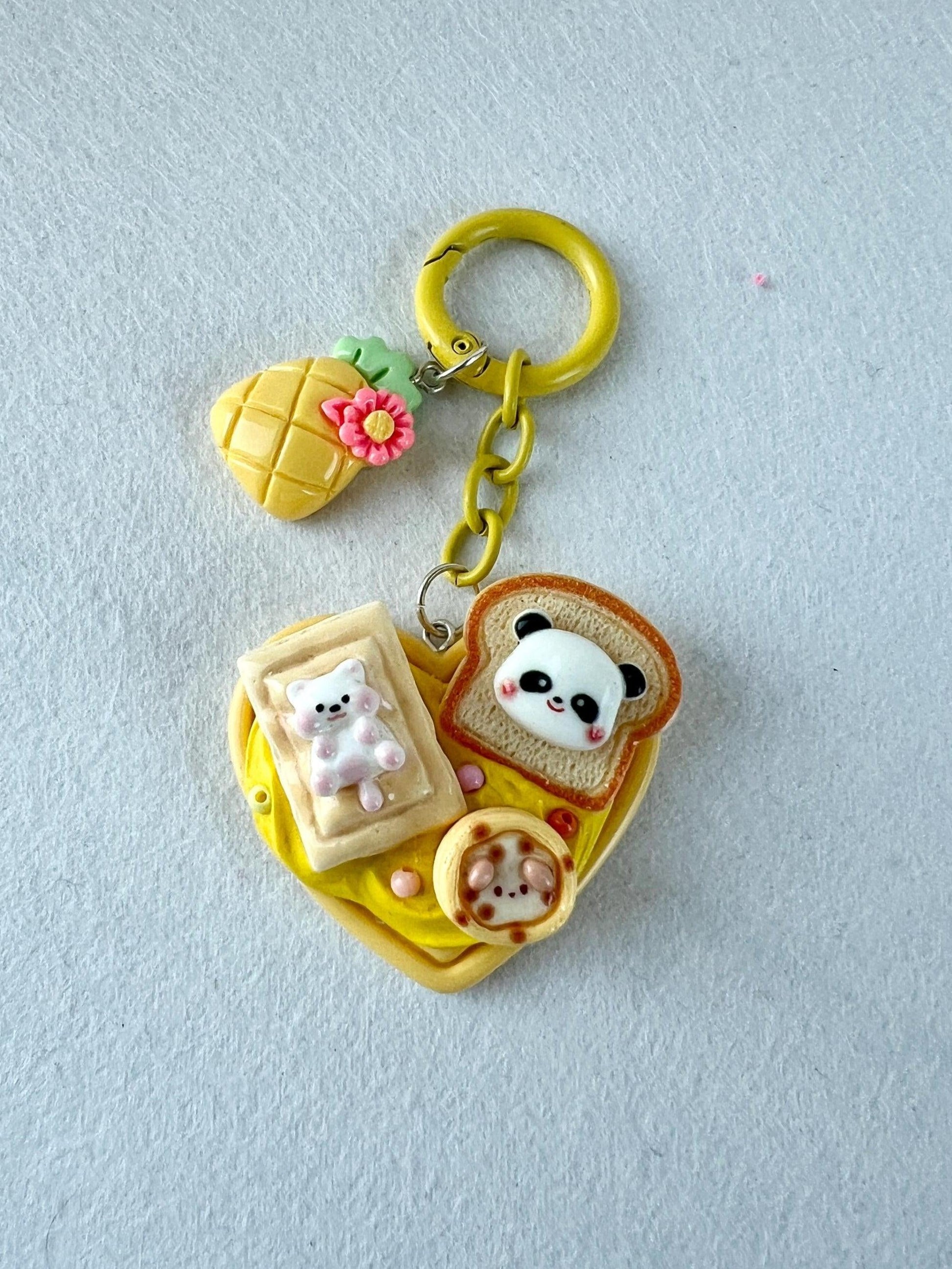 Food Charm Keychain Animal Charm Keyring Miniature Food Keyring