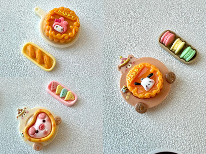 Food Themed Personalized Engraving Walnut Wood Ring Box Decorated with Cute Food Charms