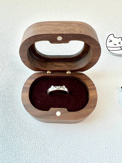 Food Themed Personalized Engraving Walnut Wood Ring Box Decorated with Cute Food Charms
