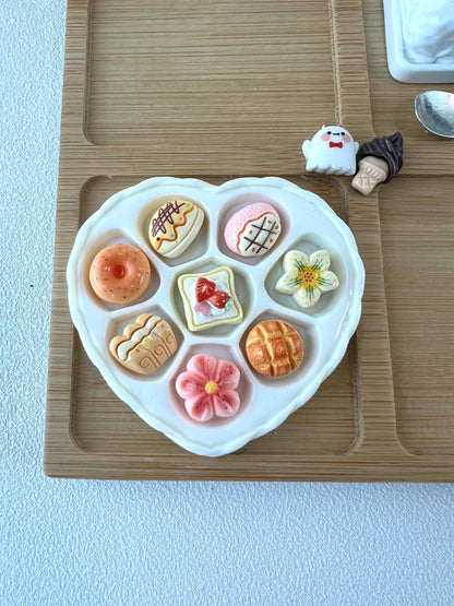 Personalized Bamboo Tray with Miniature Food and Bamboo Charms Custom Engraved Message