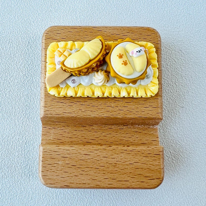 Food Themed Personalized Name Engraving Phone Dock Miniature Food Wooden Phone Support Phone Holder Desk Decor Adorable Gift