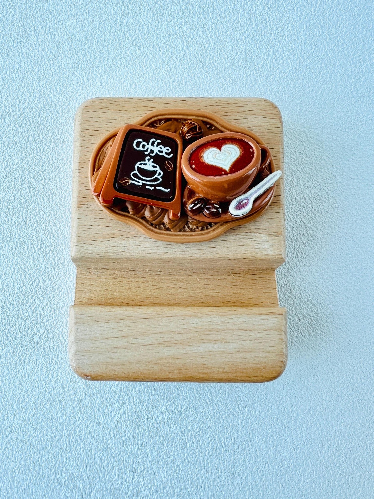 Food Themed Personalized Name Engraving Phone Dock Miniature Food Wooden Phone Support Phone Holder Desk Decor Adorable Gift