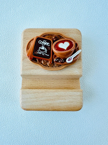 Food Themed Personalized Name Engraving Phone Dock Miniature Food Wooden Phone Support Phone Holder Desk Decor Adorable Gift