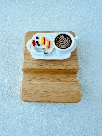 Food Themed Personalized Name Engraving Phone Dock Miniature Food Wooden Phone Support Phone Holder Desk Decor Adorable Gift