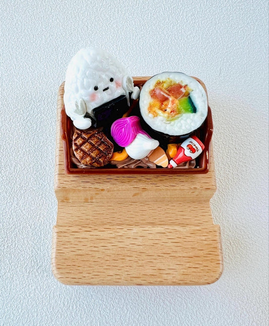 Food Themed Personalized Name Engraving Wooden Phone Stand