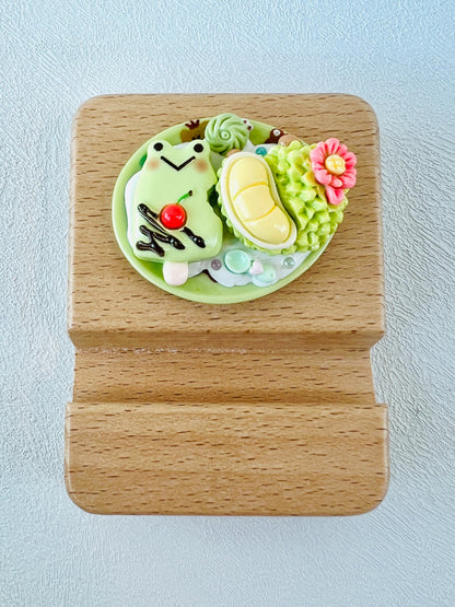 Food Themed Personalized Engraving Phone Stand Wooden Phone Support Cute Phone Holder Miniature Food Desk Decoration Adorable Gift