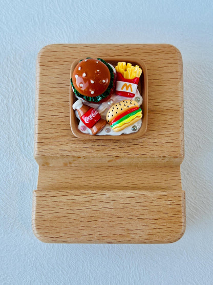 Fast Food Themed Personalized Name Engraving Wooden Phone Stand