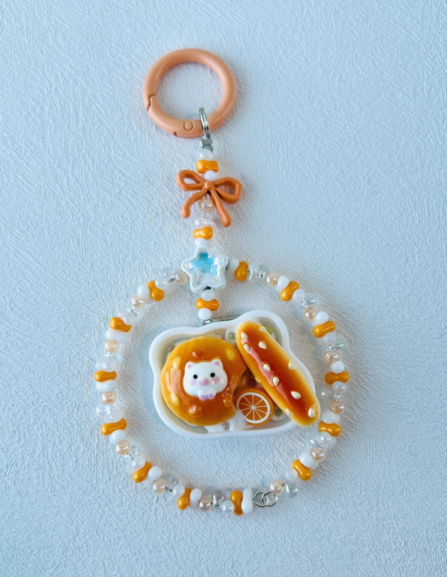 Miniature Food Themed Keychain Handmade Beaded Bag Charm Kawaii Hanging Decor