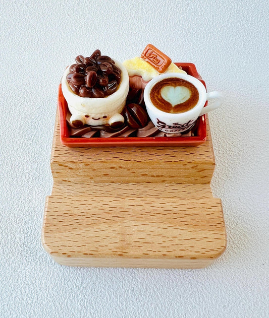 Food Themed Personalized Name Engraving Phone Dock Miniature Food Wooden Phone Support Phone Holder Desk Decor Adorable Gift
