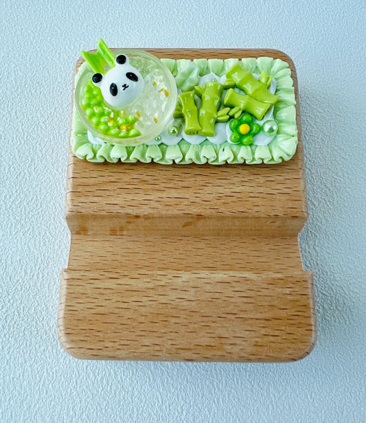 Panda Themed Personalized Name Engraving Phone Stand Wooden Phone Support Phone Holder Desk Decor Adorable Gift