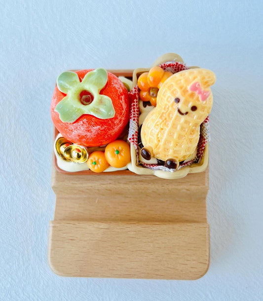 Food Theme Personalized Engraving Phone Stand Miniature Food Wooden Phone Support Phone Holder Desk Decor Adorable Gift