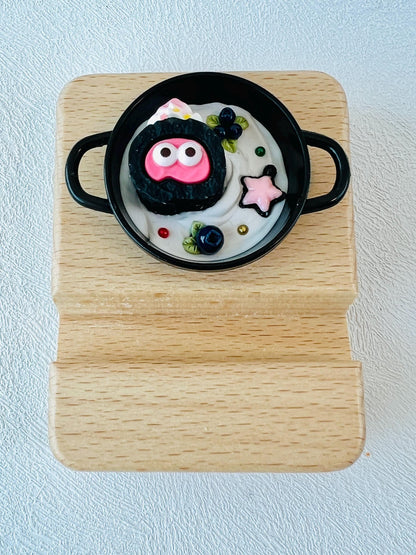 Food Themed Personalized Engraving Phone Stand Wooden Phone Support Cute Phone Holder Phone Accessory Desk Decor Adorable Gift
