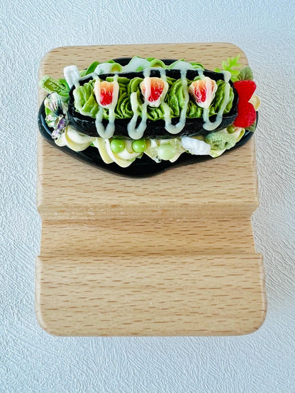 Food Themed Personalized Engraving Phone Stand Wooden Phone Support Cute Phone Holder Desk Decoration Unique Phone Stand for Gifts