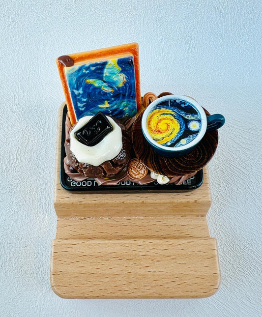 Food Themed Personalized Engraving Phone Stand Wooden Phone Support Cute Phone Holder Miniature Food Desk Decoration Adorable Gift
