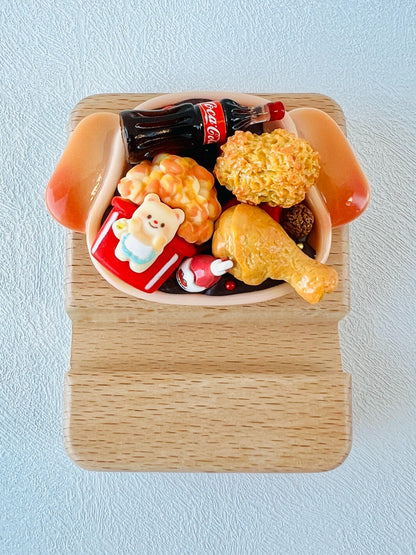 Fast Food Themed Personalized Name Engraving Wooden Phone Stand