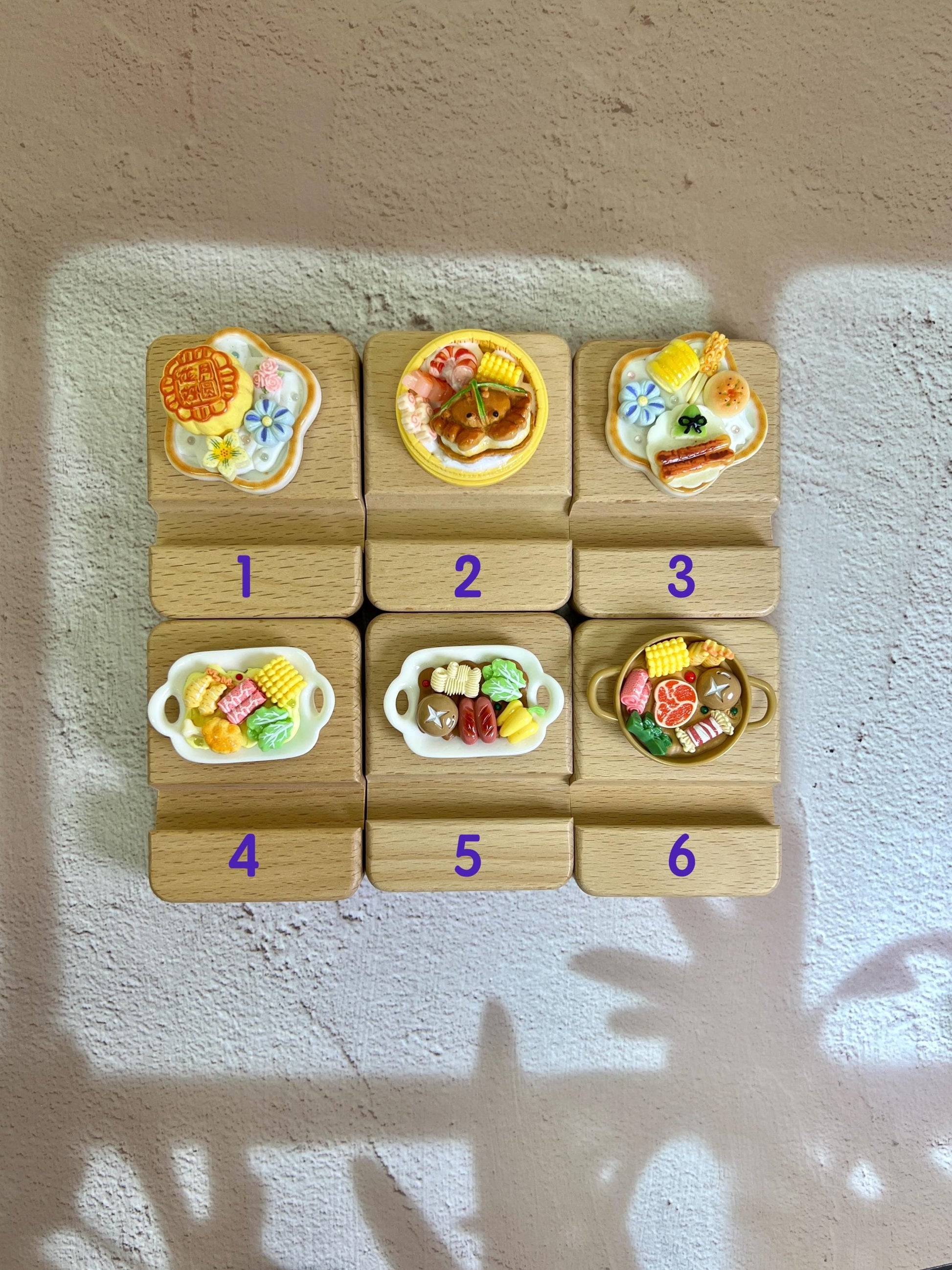 Cute Personalized Phone Stand Asian Food Theme Wooden Phone Holder Name Engraved Personalized Gift Desk Decoration Kawaii Phone Stand