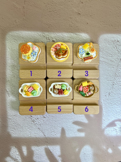 Cute Personalized Phone Stand Asian Food Theme Wooden Phone Holder Name Engraved Personalized Gift Desk Decoration Kawaii Phone Stand