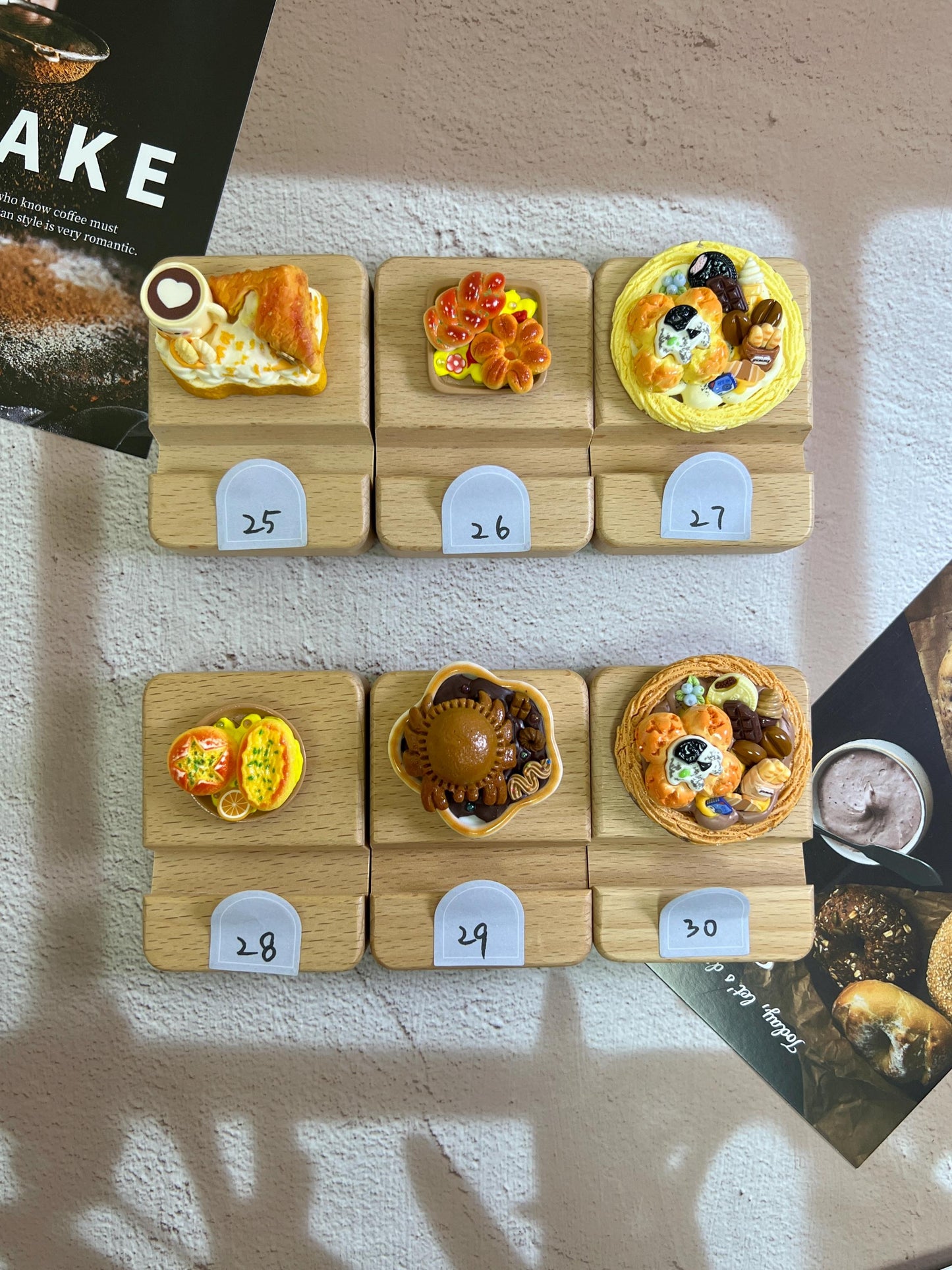 Personalized Phone Stand Cute Pastry Theme Wooden iPhone Holder Personalized Gift Desk Decoration Cute Custom Gift Foodie Gift
