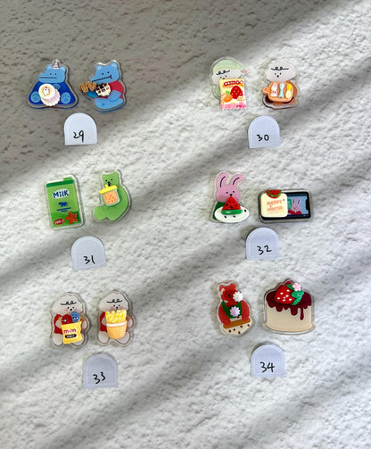 Keychain Set x2 or x3 | Kawaii Animal and Food Keychain Funny Key Charm Bag Charm Handmade Gift Acrylic Keychain Accessory
