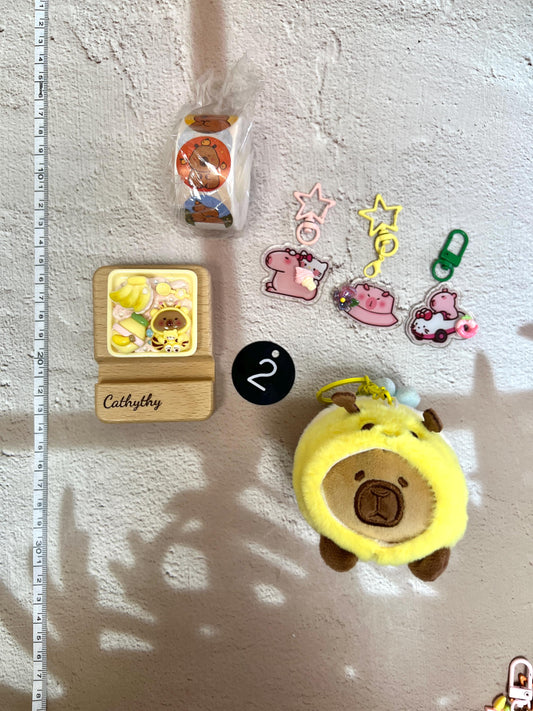 Capybara keychain & phone stand set personalized phone stand capybara