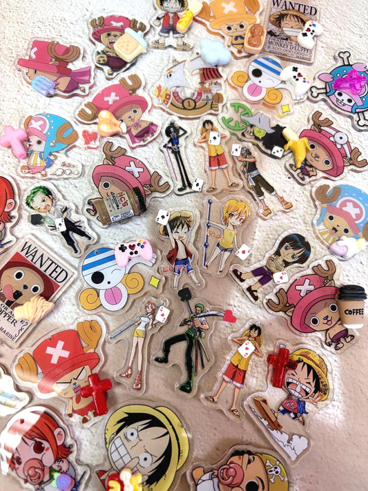 One Piece Anime Keychain Set 2x or 3x | One Piece Manga Key Charm Bag Accessories Handmade Acrylic Keychain Gift
