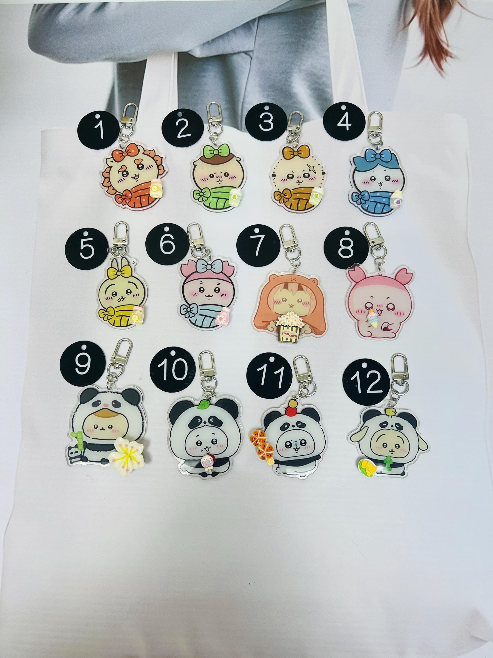 Chiikawa Keychain Decorated with Resin Charms | Kawaii Charm Bag Charm Handmade Accessory Acrylic Keychain Gift