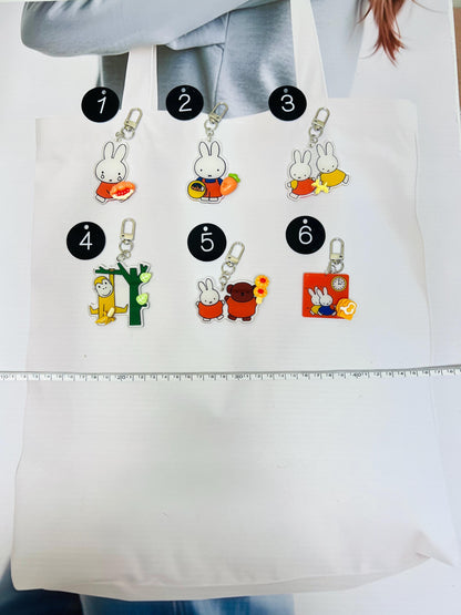 Miffy Keychain Decorated with Resin Charms | Miffy Acrylic Keyring Bag Accessory Keychain Gift