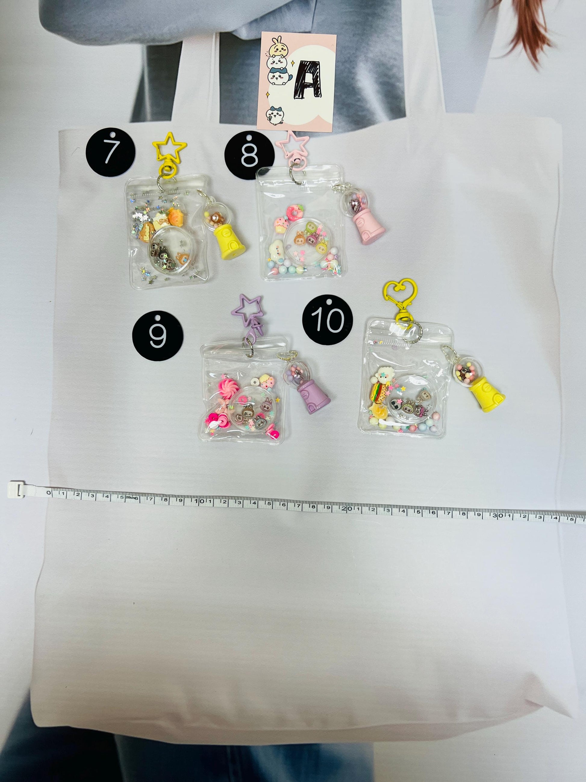 Labubu Keychain Decorated with Charms | Labubu Bag Charm Handmade Acrylic Keychain Gift