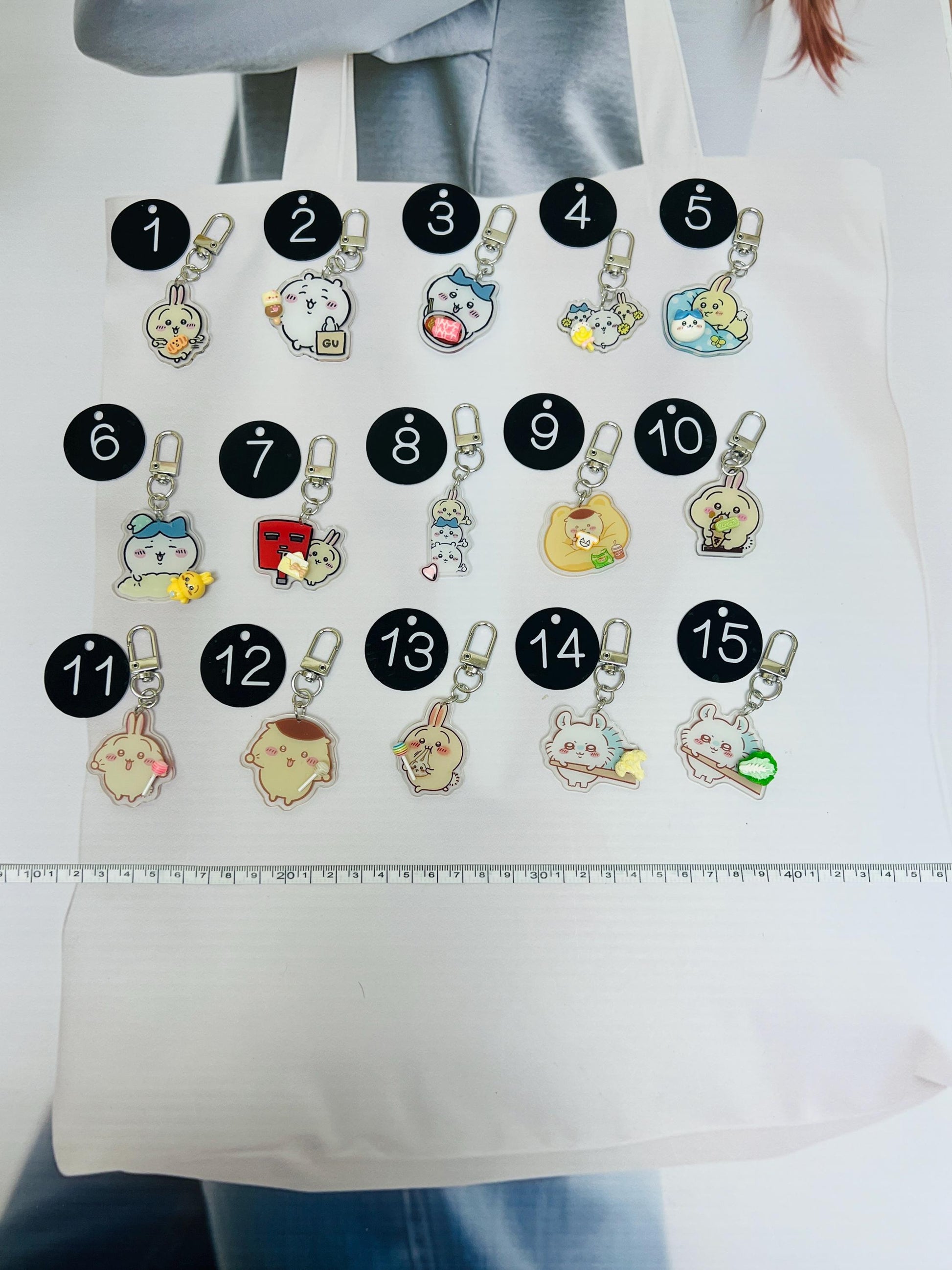 Chiikawa Keychain Decorated with Resin Charms | Kawaii Charm Bag Charm Handmade Accessory Acrylic Keychain Gift
