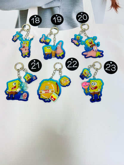 SpongeBob Keychain Decorated with Resin Charms | Kawaii Charm Bag Charm Handmade Accessory Acrylic Keychain Gift