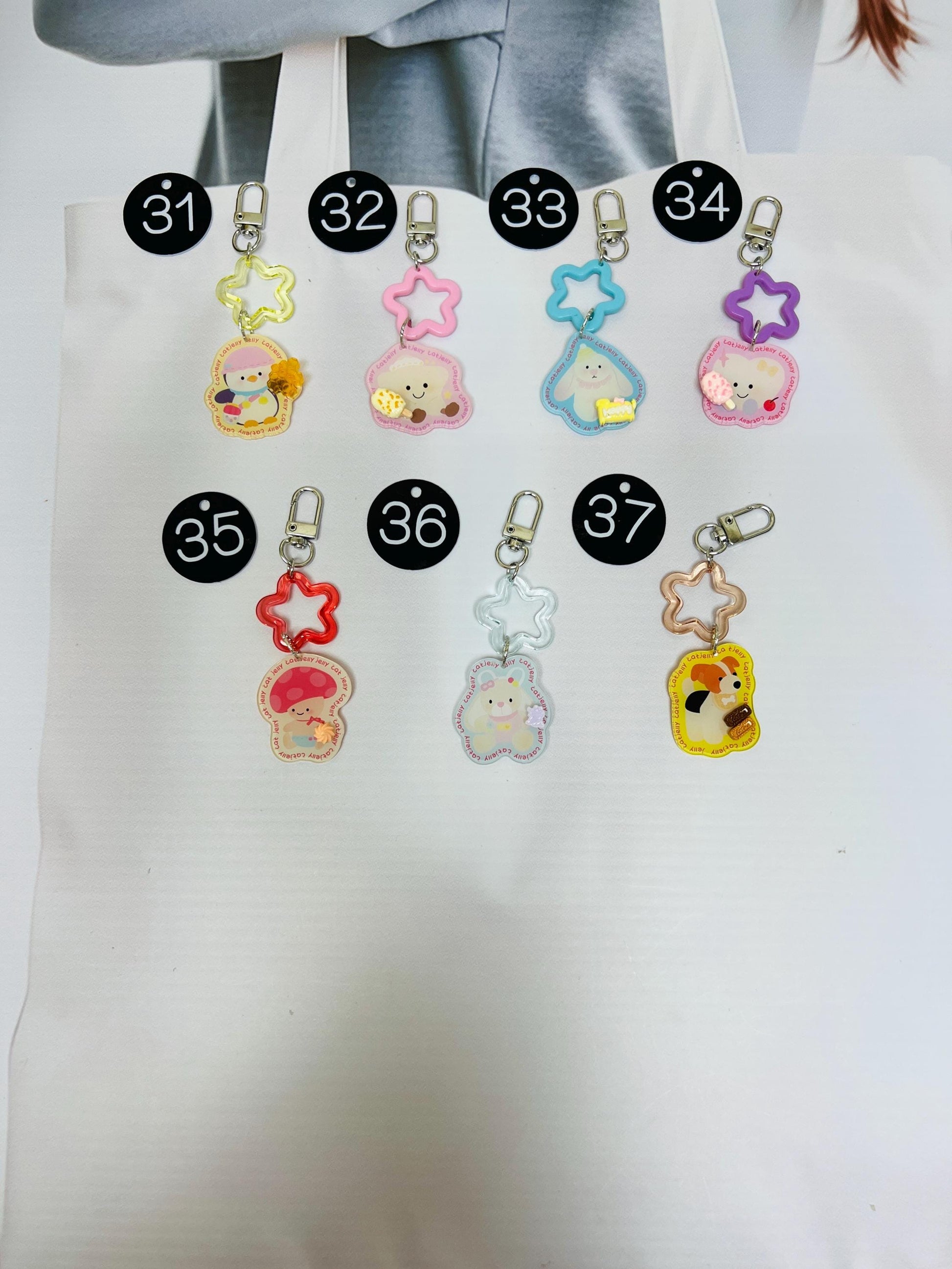 JC Keychain Decorated with Resin Charms | Kawaii Charm Bag Charm Handmade Accessory Acrylic Keychain Small Gift