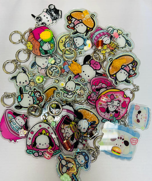 Puppy Keychain Decorated with Resin Charms | Kawaii Charm Bag Charm Handmade Accessory Acrylic Keychain Gift