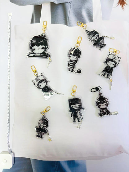 Hirono Keychain with Wristlet Strap or Long Strap | Hirono Bag Charm Hirono Handmade Keyring Hirono Accessories Hirono Keychain Gift