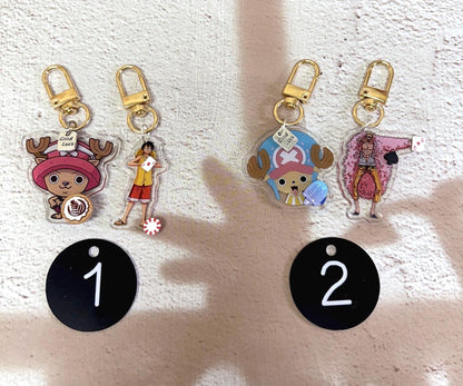 One Piece Anime Keychain Set 2x or 3x | One Piece Manga Key Charm Bag Accessories Handmade Acrylic Keychain Gift